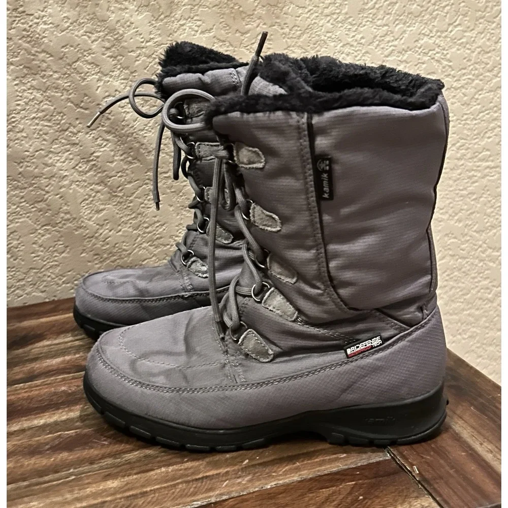 Kamik Brooklyn Waterproof Winter Boots Women's Sz 8 (EUR 39) Charcoal‎ Fall Snow